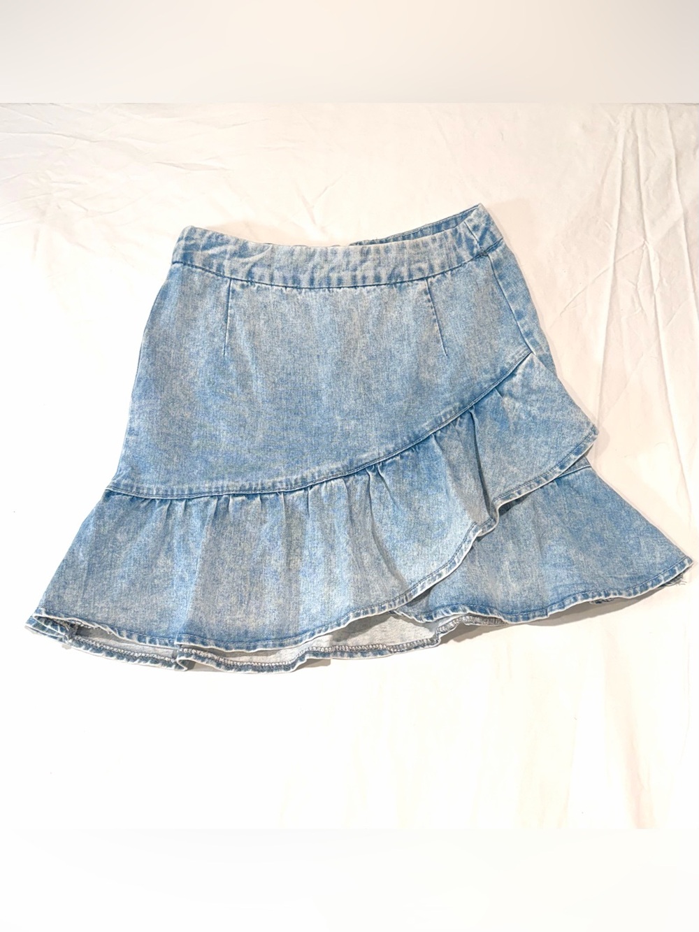 Streetwear Society Light Blue Ruffle Denim Skirt